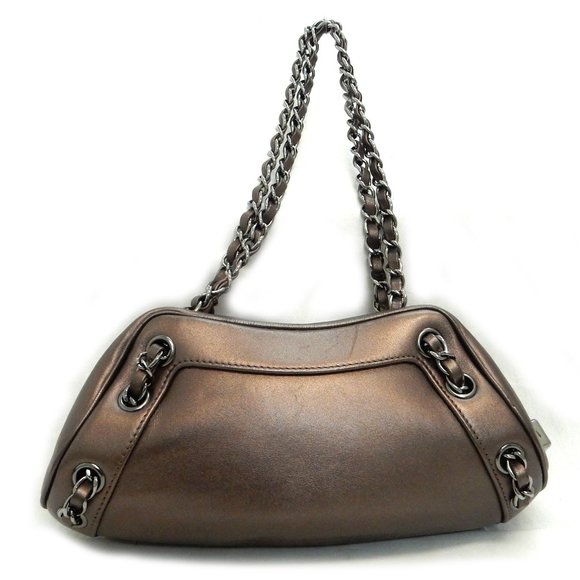 SALE! CHANEL BRONZE METALLIC CHAIN SHOULDER BAG!!! - Picture 5 of 11